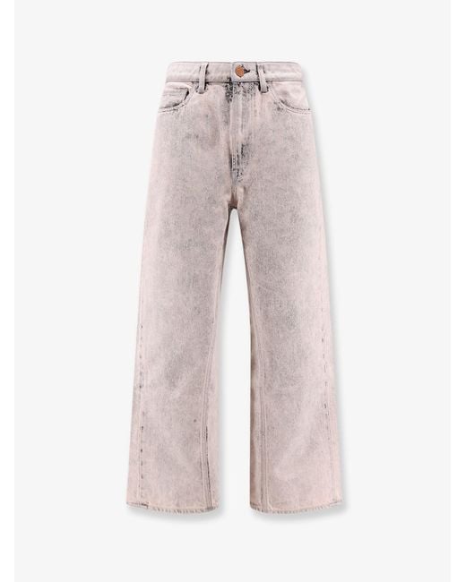 3x1 Pink Denim Jeans With Bleached Pattern