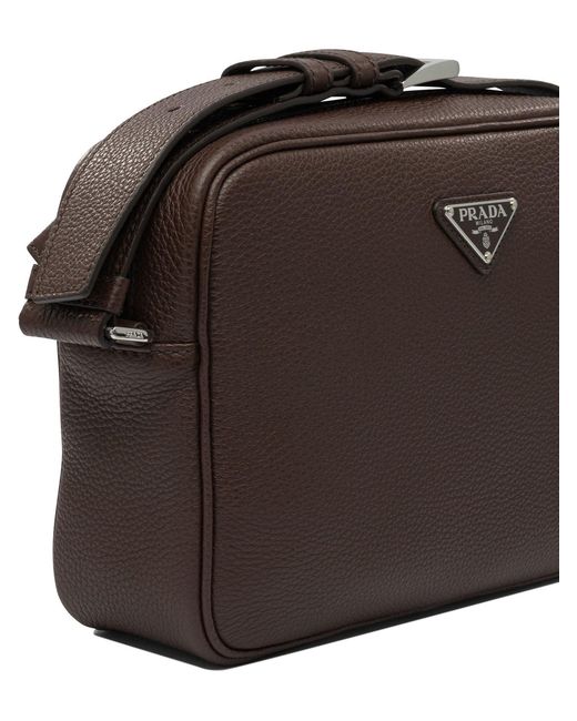 Prada Brown Leather Crossbody Bag for men