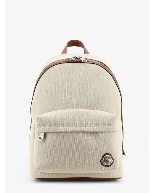 Moncler Natural Carlo Canvas Backpack With Embossed Logo for men