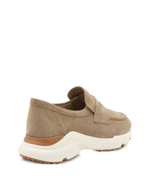 Tod's Natural "Sport Run" Suede Loafers