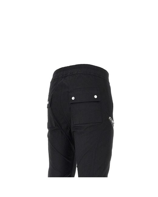 Rick Owens Black Stretch Cotton 'Heizer' Cargo Pants for men