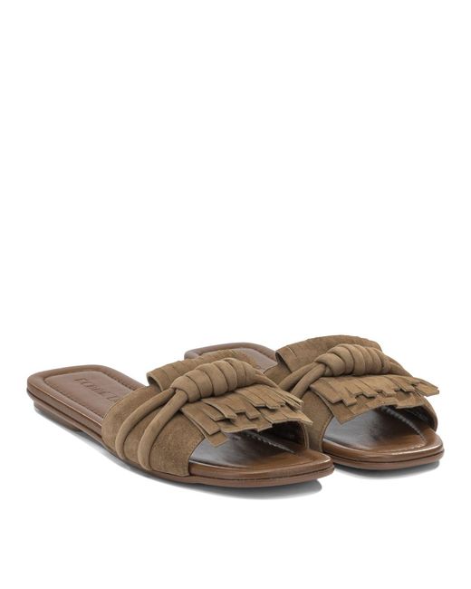 Pomme D'or Slide In Pelle Scamosciata Sandals Brown