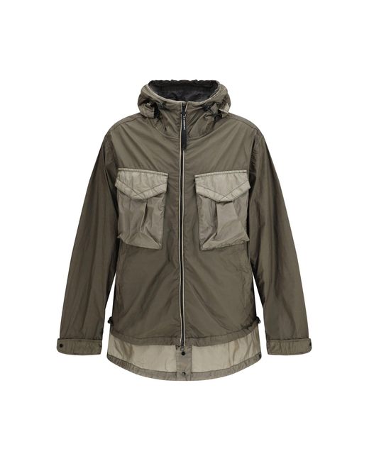 C P Company Gray Bi-Tm Mixed Goggle Jacket for men