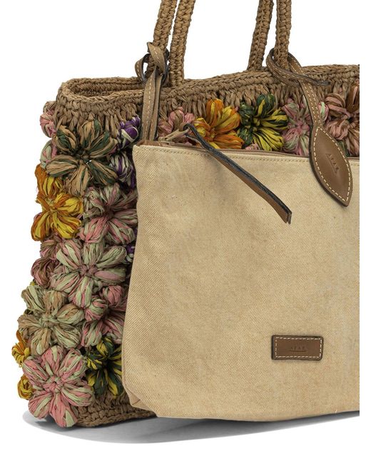 AFAR Brown Flower Small Cognac Shoulder Bag