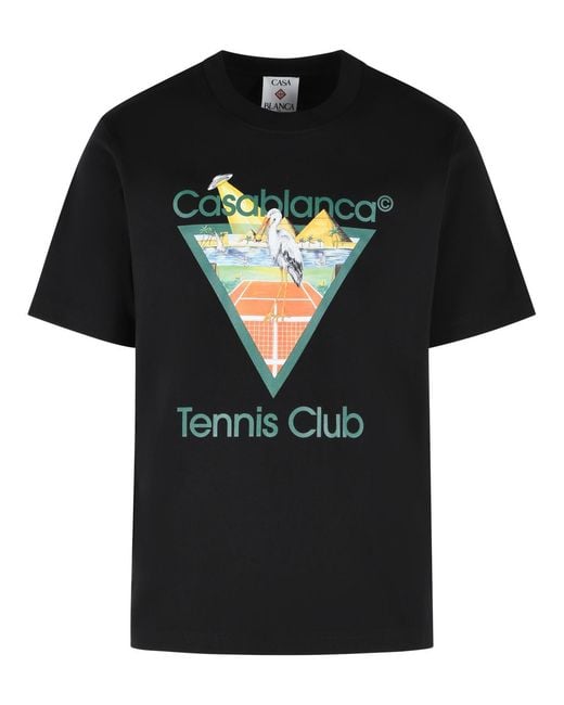 Casablanca Black 'Tennis Club Triangle' Cotton T-Shirt for men