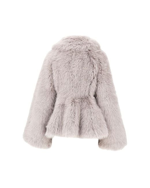 ROTATE BIRGER CHRISTENSEN Gray Faux Fur Flared Jacket