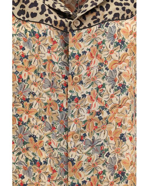Valentino Multicolor Short-Sleeve Floral And Leopard Print Shirt for men