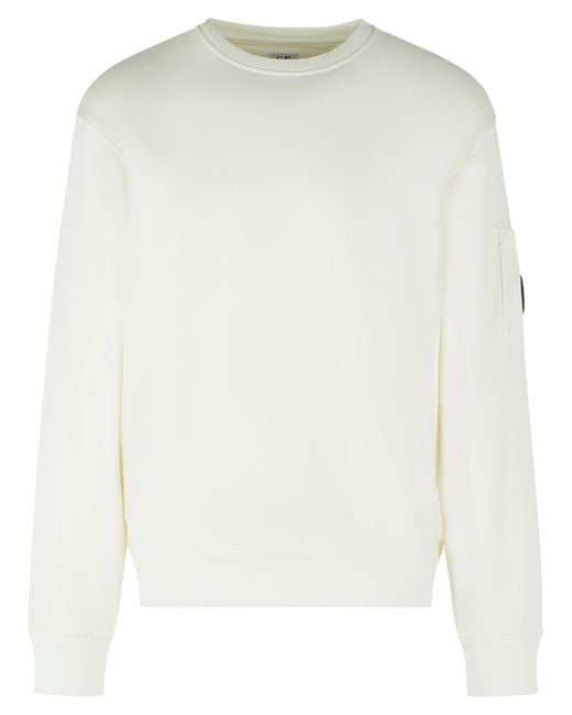 C P Company White Cotton Sweatshirt for men