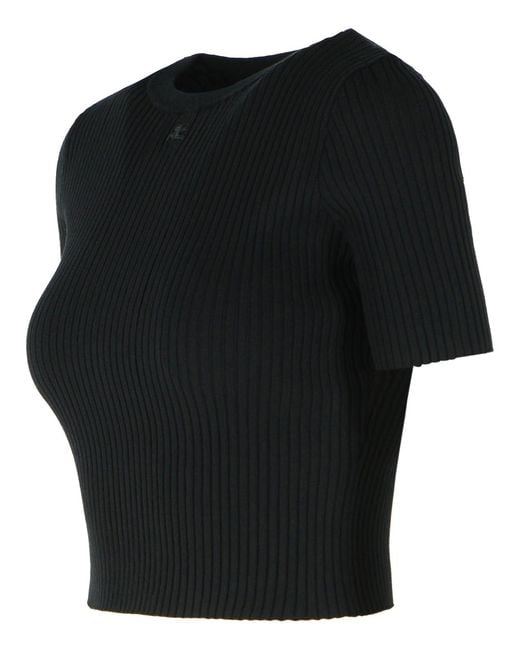 Courreges Black Viscose Blend T-Shirt