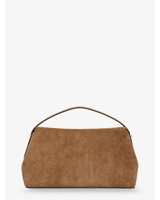 Totême  Brown T-Lock Suede Handbag