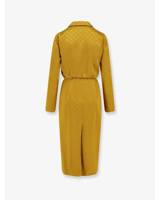 Gucci Yellow Gg Satin Chemisier Dress