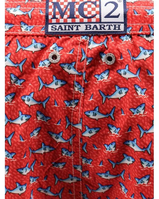 Mc2 Saint Barth Red Swim Trunks Recycled Polyester for men