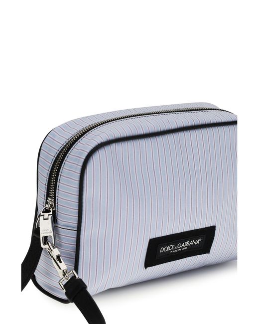 Dolce & Gabbana Multicolor Striped Poplin And Leather Handbag for men