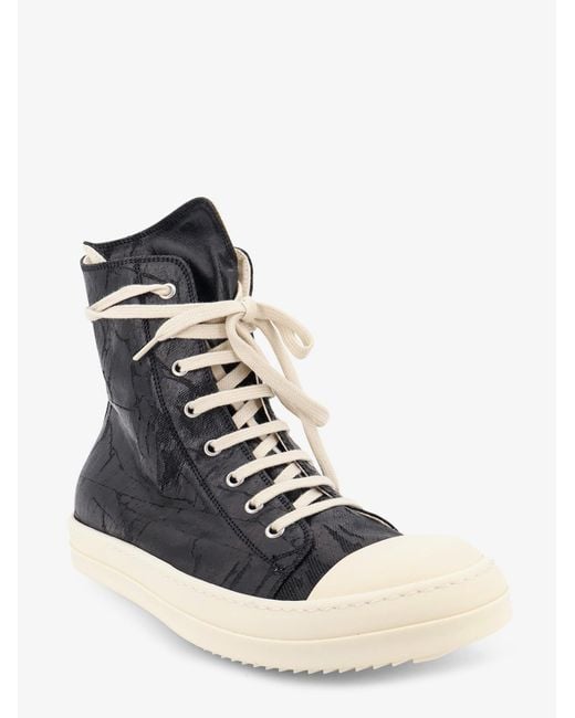 Rick Owens Blue High-Top Leather Sneakers for men