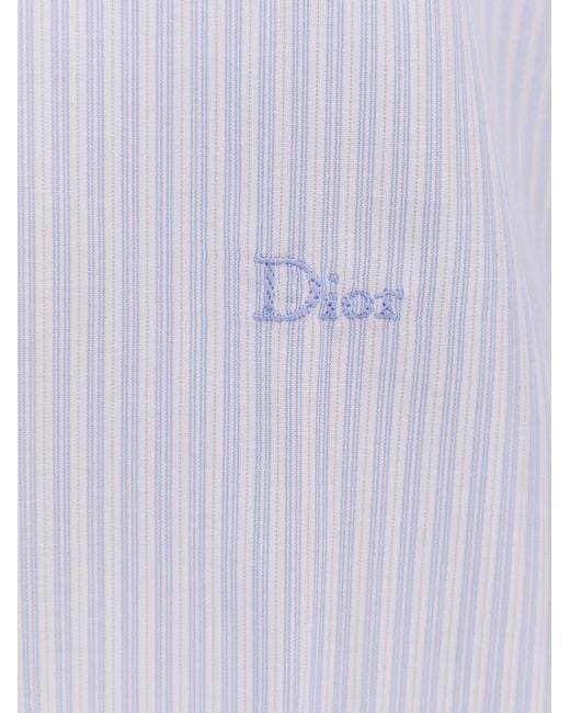 Dior Blue Dior Cotton Shirt With Striped Motif for men