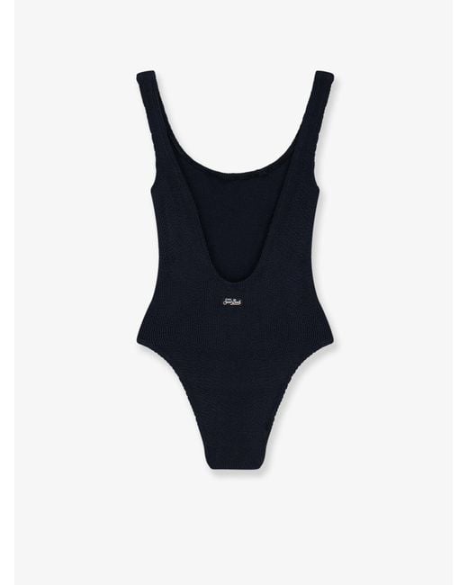 Mc2 Saint Barth Blue Lora Crinkle One-Piece Swimsuit