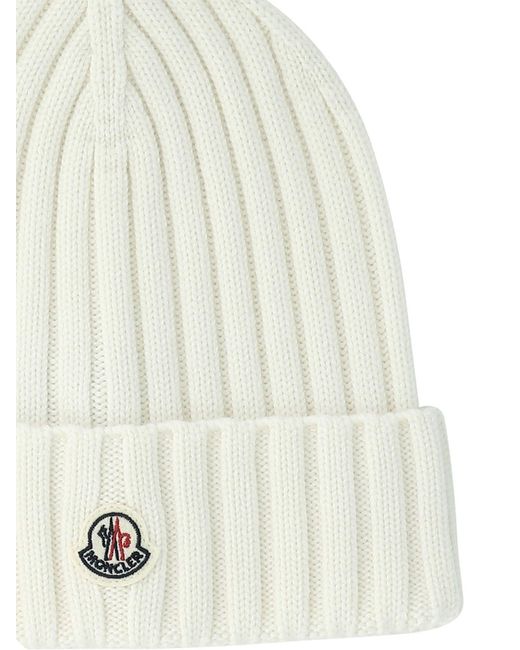Moncler White Wool Beanie