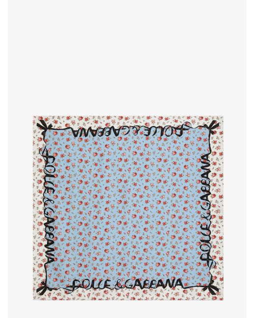 Dolce & Gabbana Blue Dolce & Gabbana Silk Foulard With Roselline Print