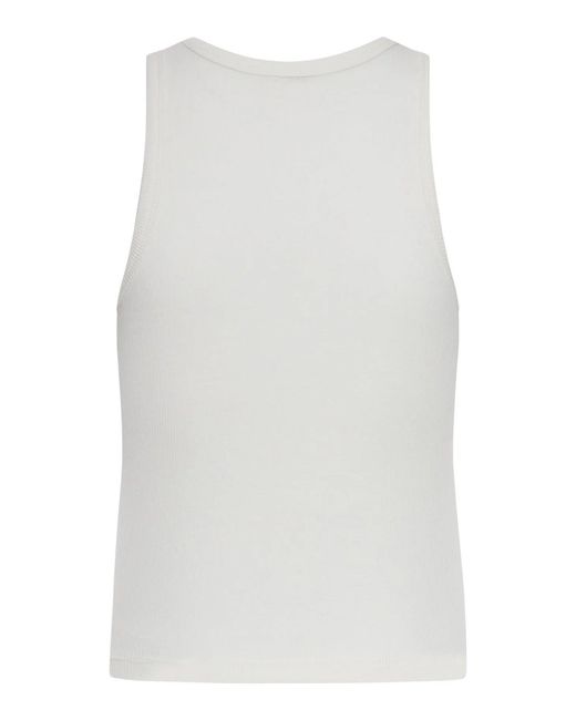 Céline White Silk Cotton Tank Top