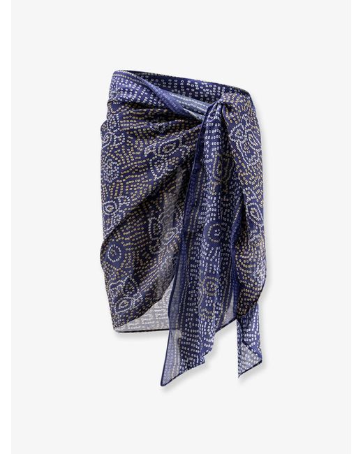 Isabel Marant Blue Lucilia Cotton And Silk Blend Pareo Scarf
