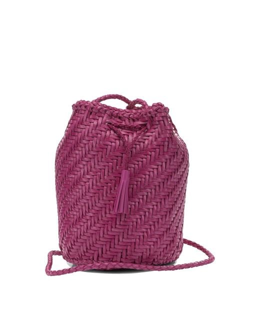Women's Purple Pompom Double Jump Crossbody Bags Fuchsia