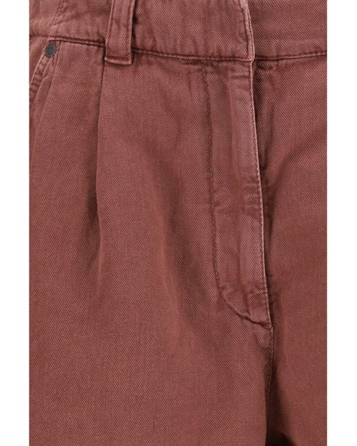 Brunello Cucinelli Red Linen Shorts