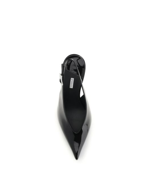 Le Silla Black Slingback Pumps Clivage Patent