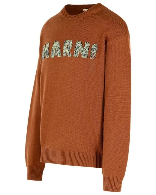 Marni Brown Virgin Wool Sweater for men