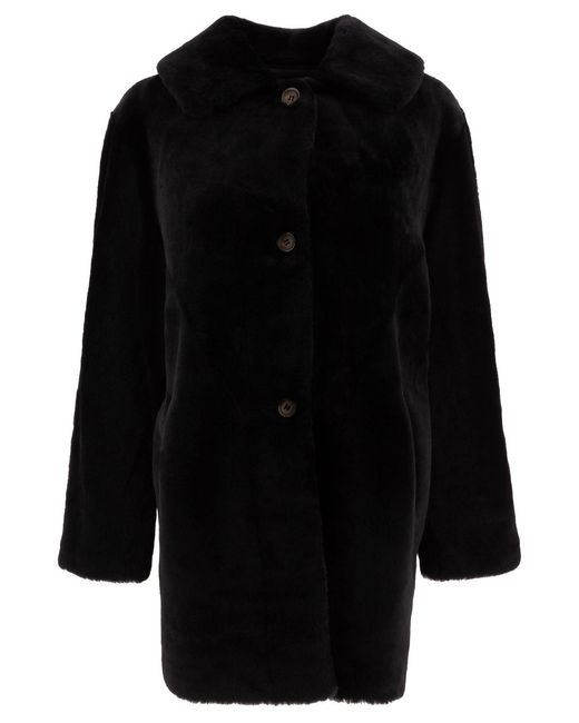 B&W Black B&W Reversible Shearling Coat