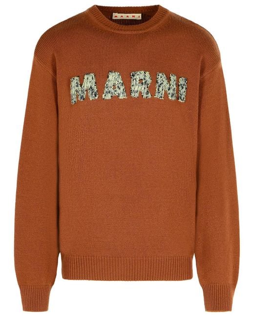 Marni Brown Virgin Wool Sweater for men