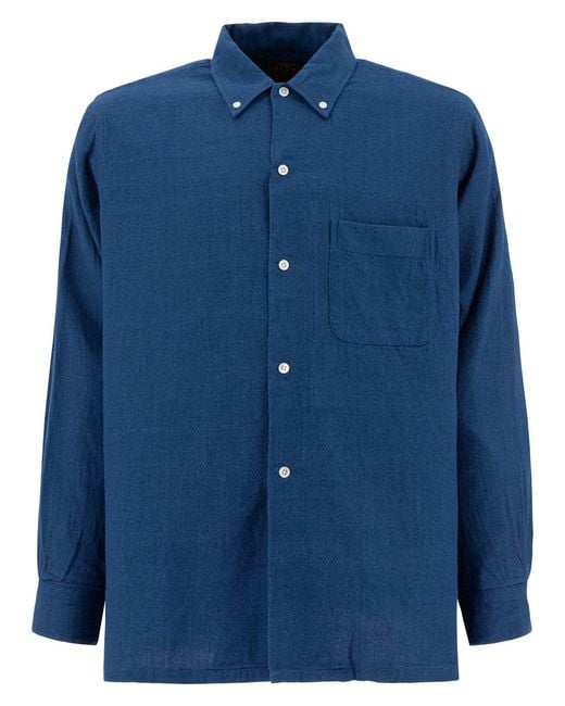 Beams Plus Blue Western Double Dye Shirts for men
