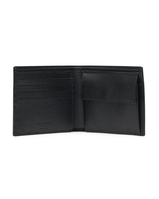 Saint Laurent Black Grain De Poudre Leather Bi-Fold Wallet for men