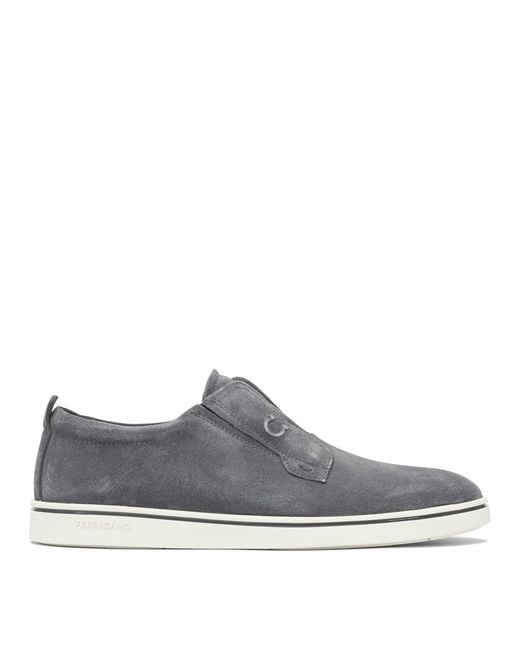 Ferragamo Gray Rubber Loafers Suede for men