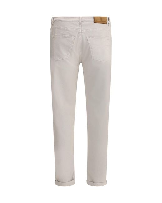 Brunello Cucinelli Gray Jeans With Turn-Up Hem for men