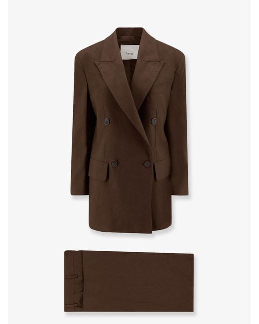 Hevò Brown Suit Rocchetta Linen-Blend for men