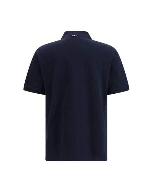 Thom Browne Blue Polo Shirt Whit Iconic Bands for men