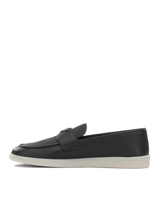 Prada Gray Leather Loafers for men
