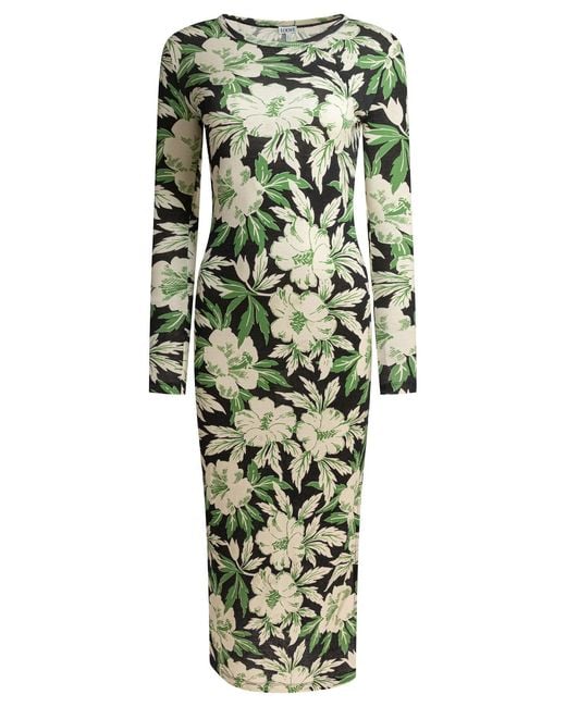 Loewe Green Silk And Cotton Dress