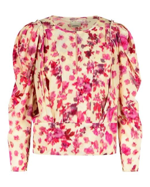 Isabel Marant Pink 'Zarga' Stretch Silk Blouse