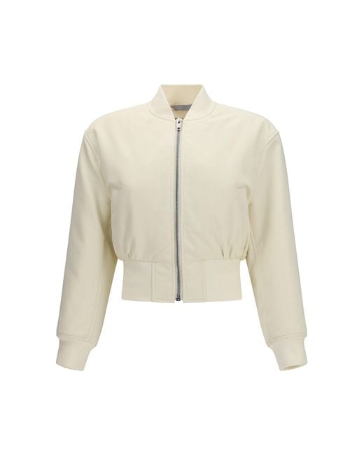 Balenciaga White Cropped Bomber Jacket