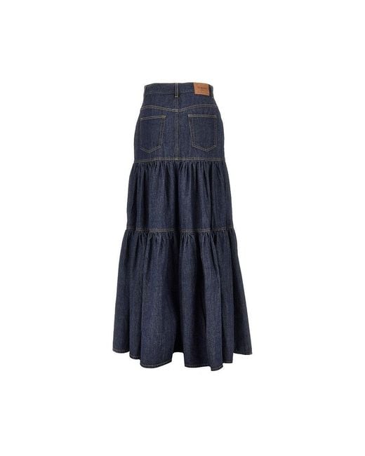 Saint Laurent Blue 'Country' Denim Skirt