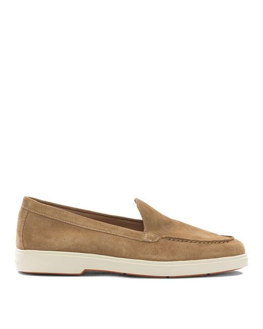 Santoni Brown Suede Loafers