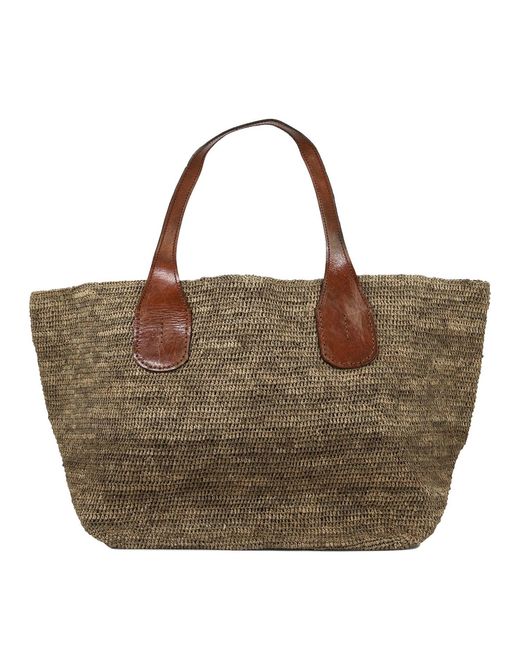 IBELIV Brown Tokyo Iidark Tea Raffia Handbag
