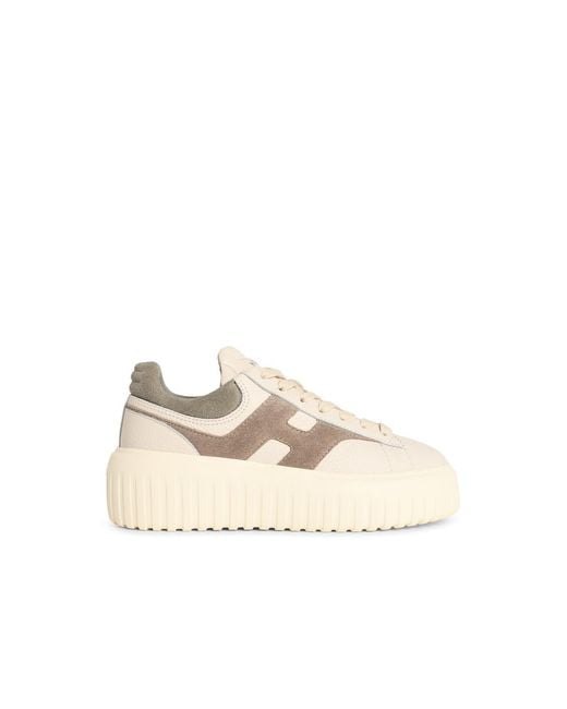 Hogan Natural 'H-Stripes' Leather Sneakers