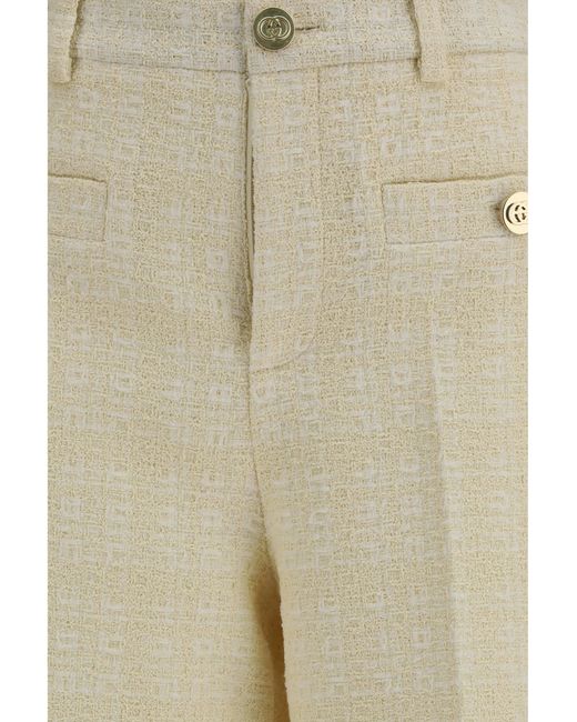 Gucci Natural Cotton Tweed Check Pants
