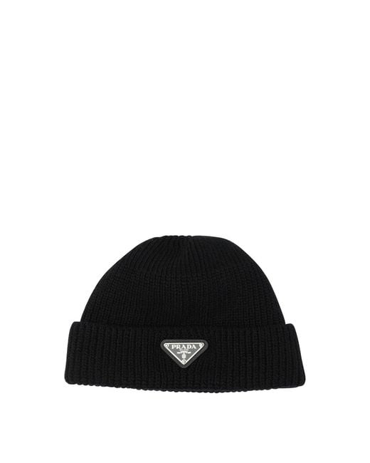 Prada Black Cashmere Beanie for men