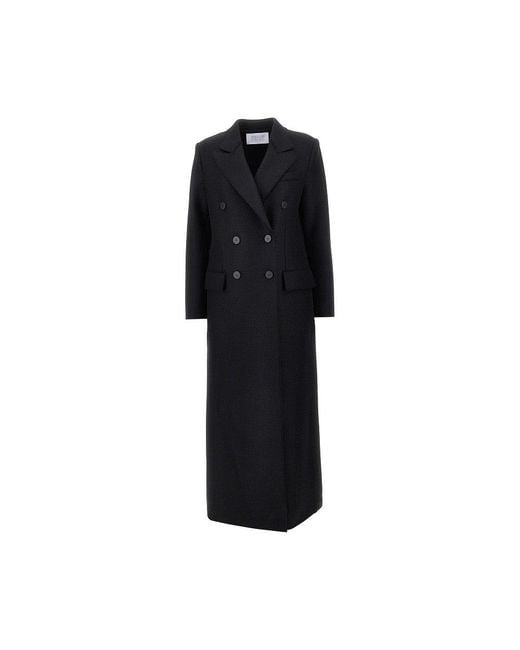 Harris Wharf London Black Pressed Wool Coat