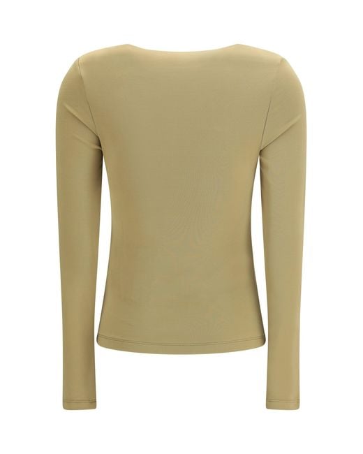 Max Mara Pure Green Long-Sleeve Ruched Top Deserto