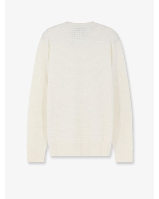 Boss White Silk And Cotton Blend Sweater for men