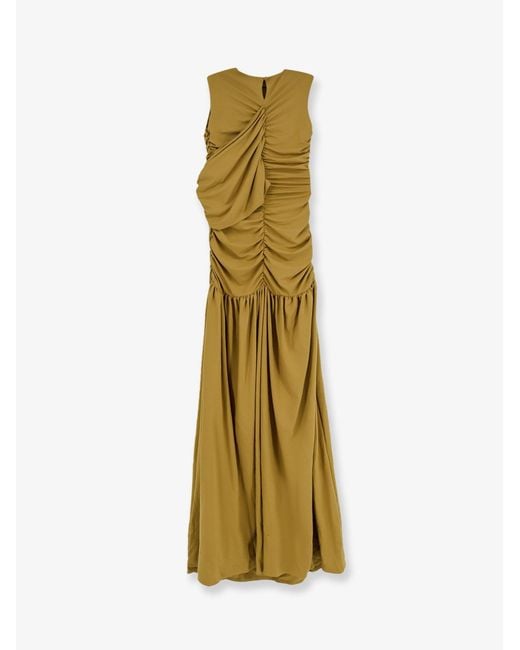 ACTUALEE Metallic Draped Long Dress